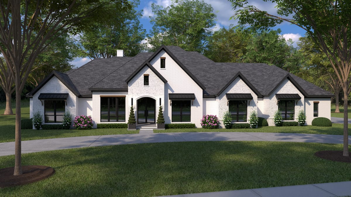Front elevation rendering of the custom home at 2030 Verona Drive