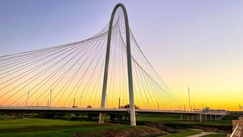 The Margaret Hunt Hill Bridge in Dallas at sunset