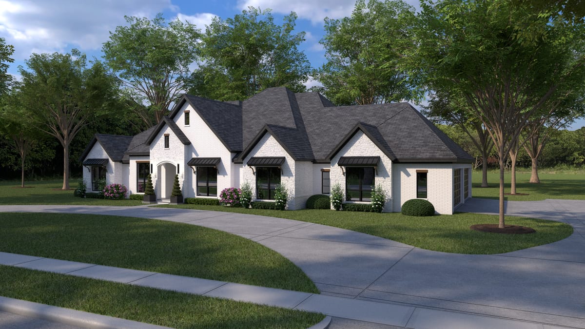 Alternate front elevation rendering of the custom home at 2030 Verona Drive
